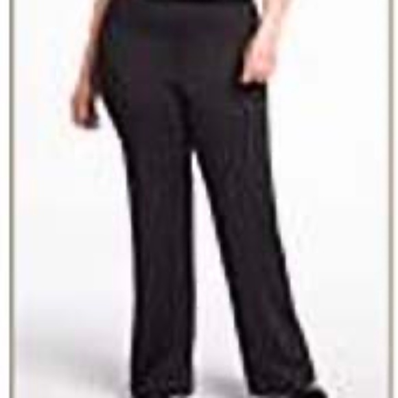 YOGA PANT WITH FLAP POCKETS, BLACK, SIZE 4X, POLYESTER/SPANDEX, PENNINGTONS, - Picture 1 of 1